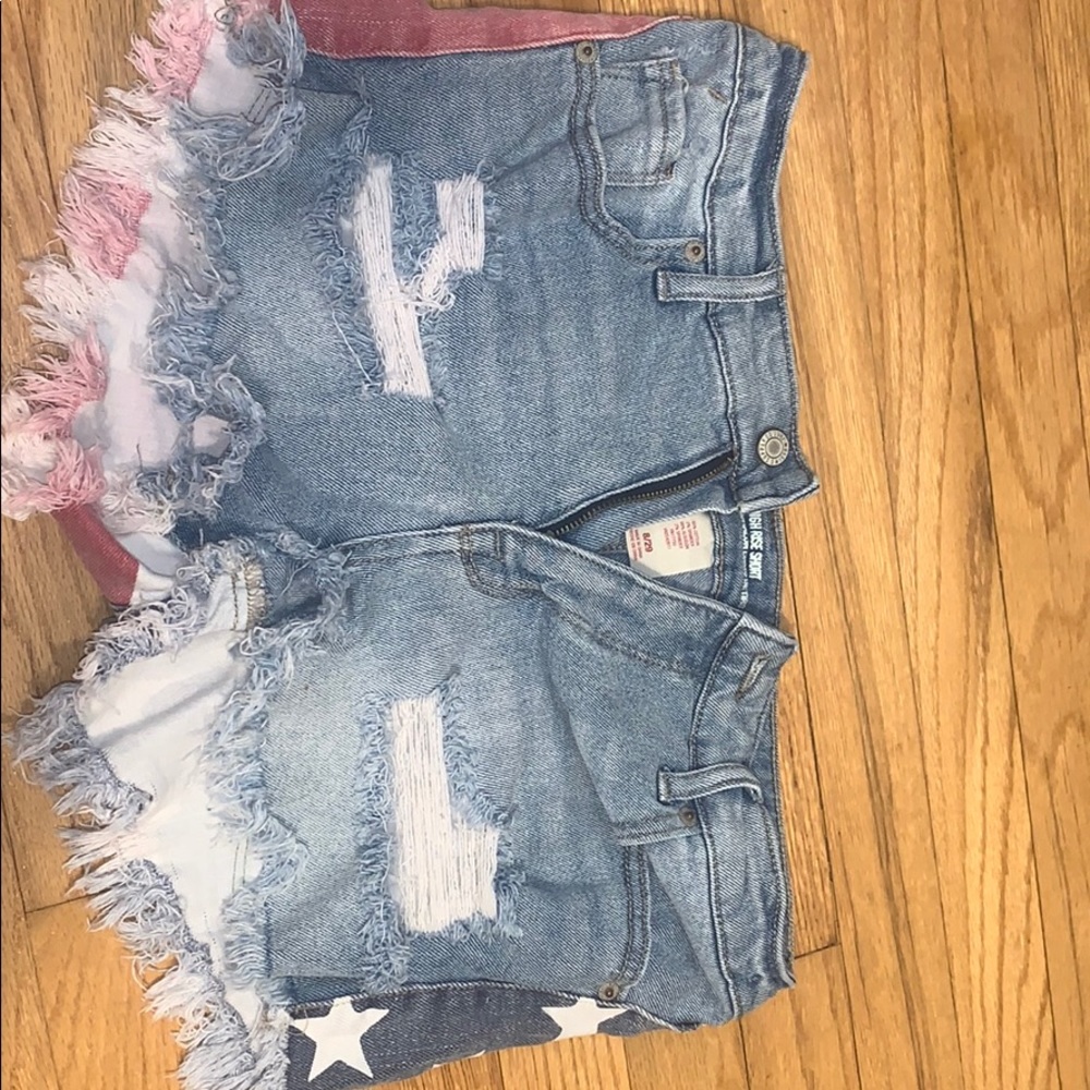 Denim American flag shorts
